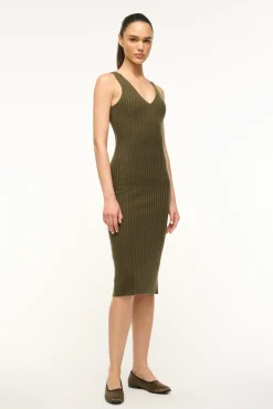 STAUD DANA CASHMERE DRESS DARK OLIVE