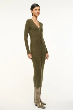 STAUD SHOKO CASHMERE SWEATER DARK OLIVE